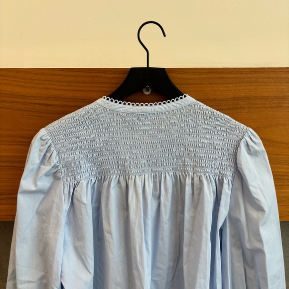 NWOT DEREK LAM 10 CROSBY Austin Picot Trimmed Shirred Cotton-Poplin Blouse, Sz 6 - Picture 15 of 16